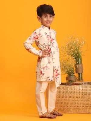 multicolor base cream kurta pyjama set 2