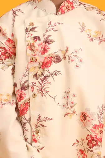 multicolor base cream kurta pyjama set