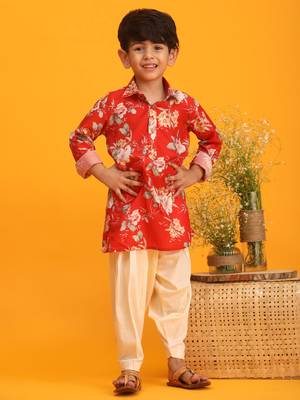multicolor base red kurta patiala set 1