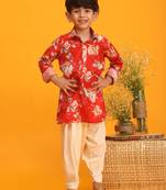 multicolor base red kurta patiala set