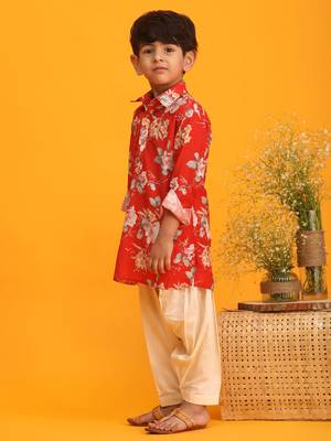multicolor base red kurta patiala set 2