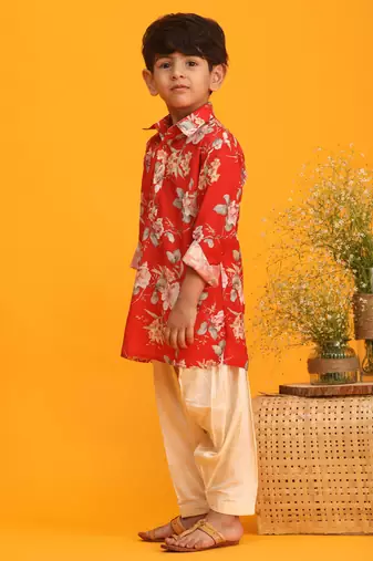 multicolor base red kurta patiala set
