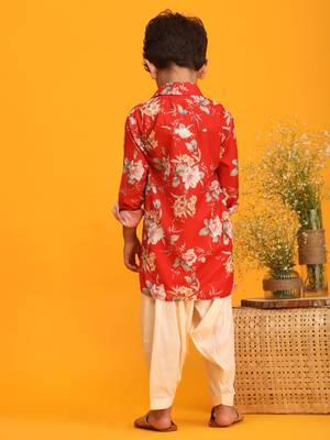 multicolor base red kurta patiala set 3