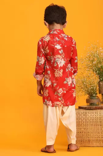 multicolor base red kurta patiala set