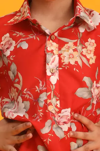 multicolor base red kurta patiala set