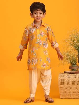 Yellow Haldi Patiala Set for Kids 1