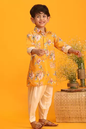 Yellow Haldi Patiala Set for Kids