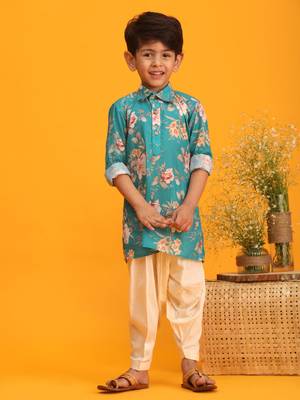 multicolor base turquoise kurta patiala set 1
