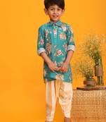 multicolor base turquoise kurta patiala set