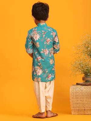 multicolor base turquoise kurta patiala set 3