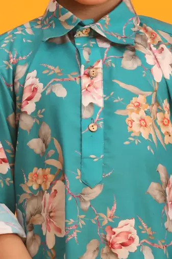 multicolor base turquoise kurta patiala set