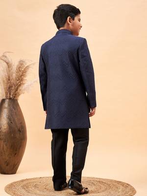 navy blue and black sherwani set 3