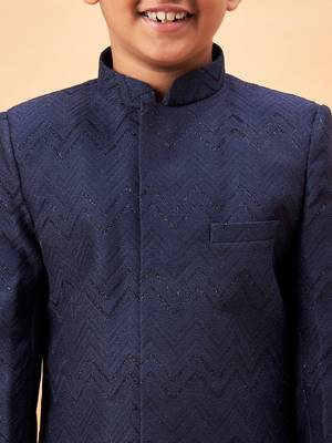 navy blue and black sherwani set 4