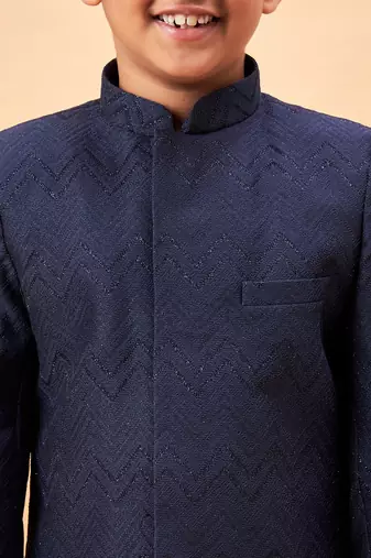 navy blue and black sherwani set