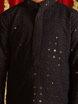 navy blue and white kurta pyjama set 4