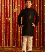 boys' black and white kurta pyjama set
