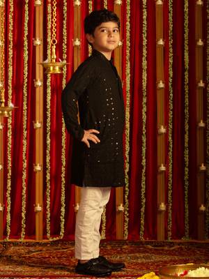 black and white kurta pyjama set 2