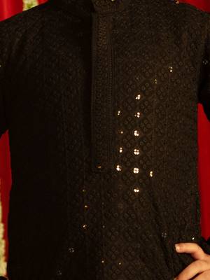 black and white kurta pyjama set 4