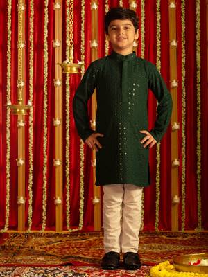 green and white kurta pyjama set 1