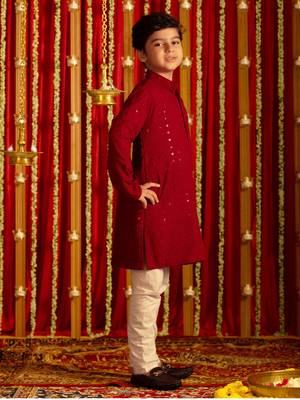 maroon and white kurta pyjama set 2