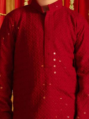 maroon and white kurta pyjama set 4