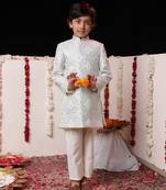 grey and cream sherwani set