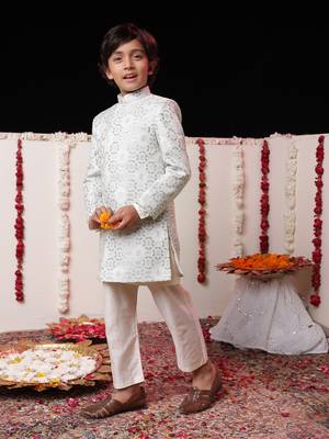 grey and cream sherwani set 2