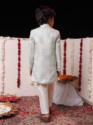 grey and cream sherwani set 3