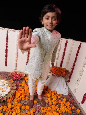 grey and cream sherwani set 4