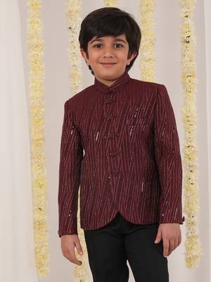 maroon boy bandhgala jacket 1