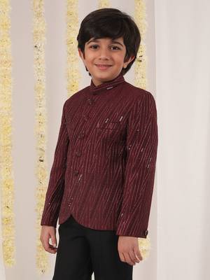 maroon boy bandhgala jacket 2