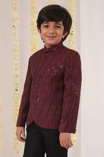 maroon boy bandhgala jacket