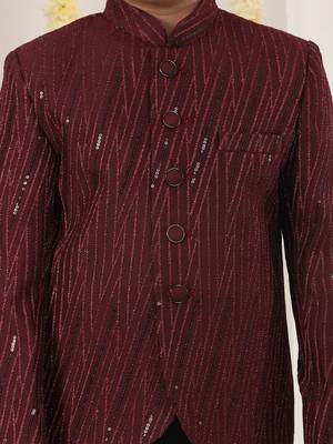 maroon boy bandhgala jacket 4