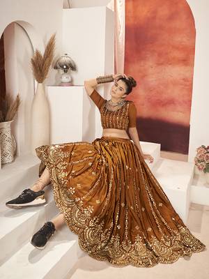Radiant Mustard Yellow Silk Semi Stitched Lehenga & Unstitch Blouse with Dupatta 4