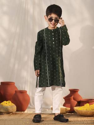 bottle green kurta pyjama set 1