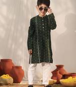 bottle green kurta pyjama set