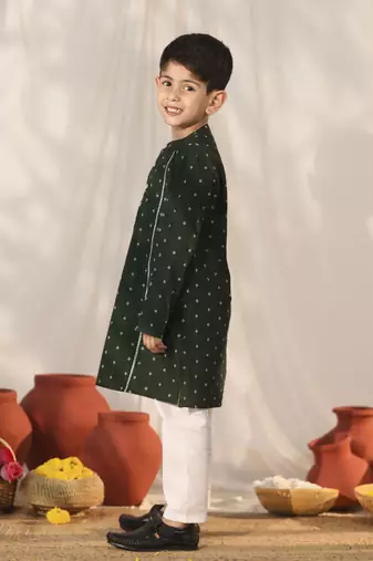 bottle green kurta pyjama set