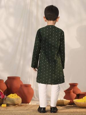 bottle green kurta pyjama set 3