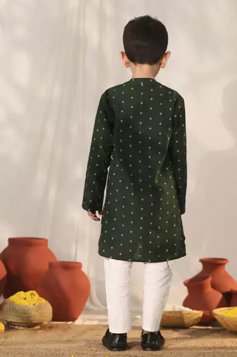 bottle green kurta pyjama set