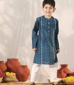 boys' turquoise kurta pyjama set