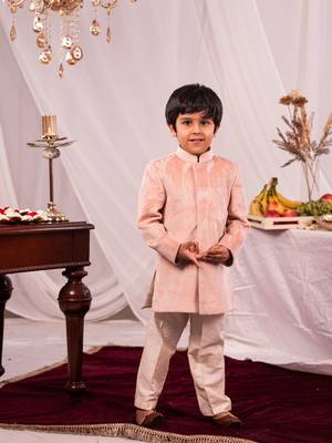 peach and cream sherwani set 1