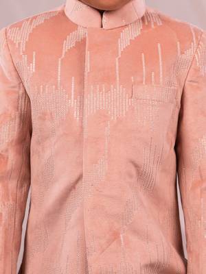 peach and cream sherwani set 4
