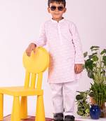 pink and white kurta and pyjama set
