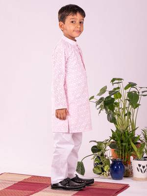 pink and white kurta and pyjama set 2