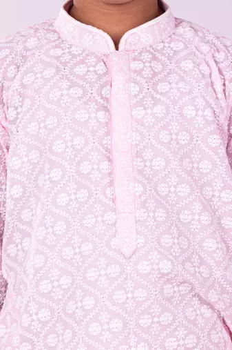 pink and white kurta and pyjama set