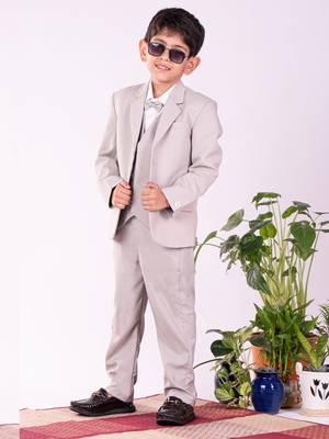 white and gray shirt blazer waist coat and pant 1