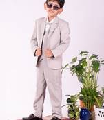 white and gray shirt blazer waist coat and pant