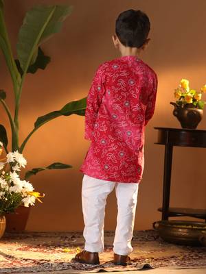  infantpink and white cotton kurta and pyjama set 3