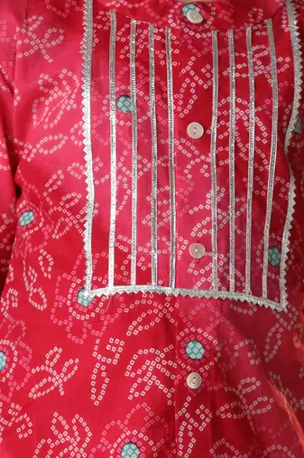  infantpink and white cotton kurta and pyjama set