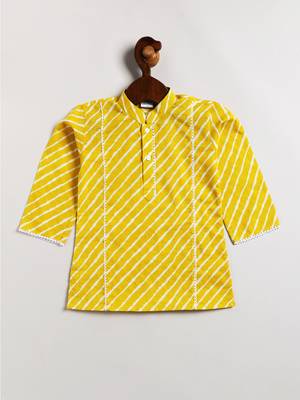  infantyellow and white cotton kurta and pyjama set 2